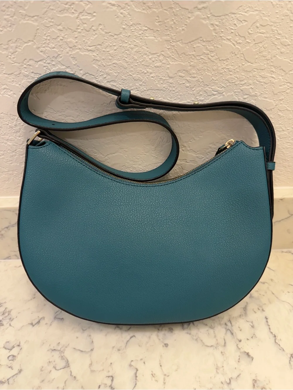Pierre Cardin Paris Genuine Cow Leather Teal Hobo Shoulder Bag NWOT